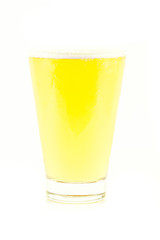 beer with cap of foam isolated on white background