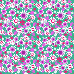 Seamless floral pattern on a green background
