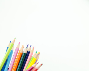 Fototapeta premium Row of color pencil crayons