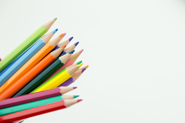Row of color pencil crayons