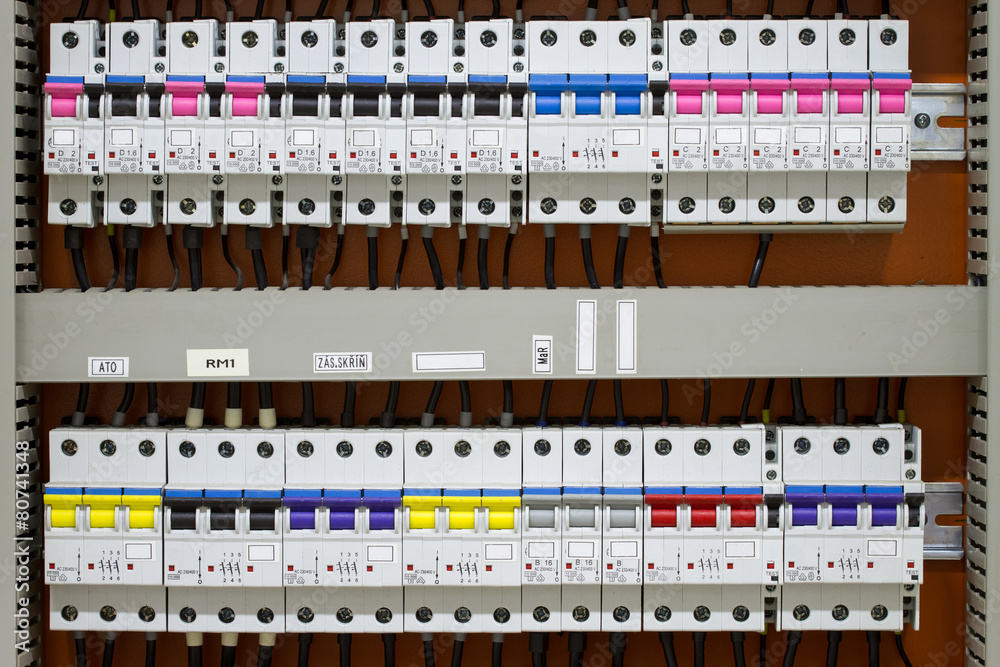 Aufkleber Control panel with static energy meters and circuit-breakers - f