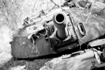 Wrecked tank in South Sudan