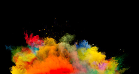 colored dust explosion on black background