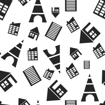 Seamless pattern with houses and buildings