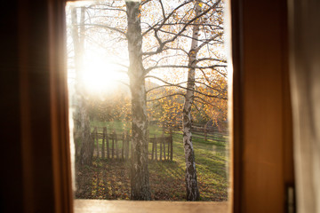 window view on the countryside in the morning