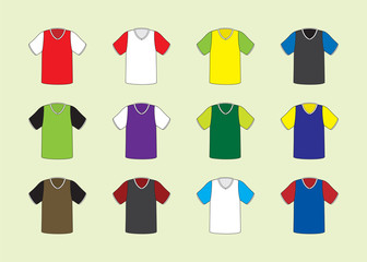 Set of twelve football,soccer jerseys.