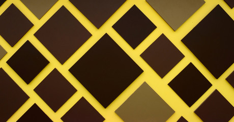 Brown square box on yellow background