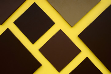 Brown square box on yellow background