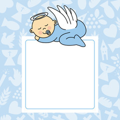 baby boy sleeping. blank space for photo or text