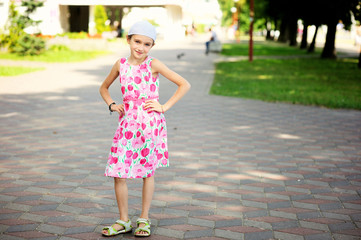 Adorable kid  girl in summer dress