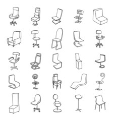 Chair collection, vector illustration.