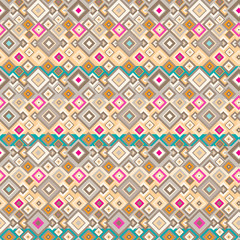 Seamless hippie pattern with geometric elements