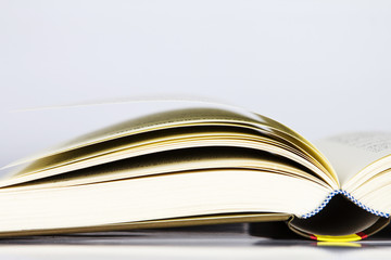 opened book on white background