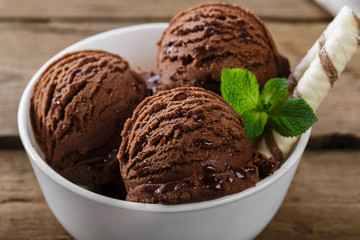 ball coffee chocolate ice cream in a bowl - 80747571