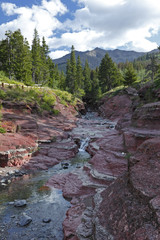 Mountain stream flowing through Red Rock Canyon - Waterton Lakes