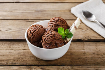 ball coffee chocolate ice cream in a bowl
