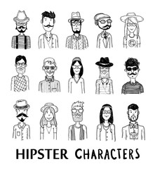 Hipster people icon set. vector illustrations. - obrazy, fototapety, plakaty