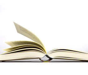 opened book on white background