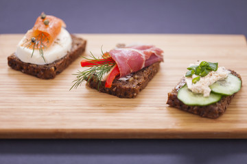 Delicious little sandwiches with tuna, cheese, prosciutto and ve