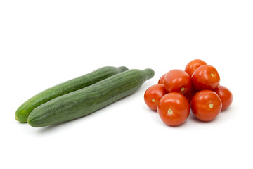 fresh vegetables - tomatoes and cucumbers