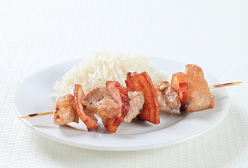 Pork skewer with rice