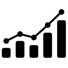 vector black bar chart icon on white background.