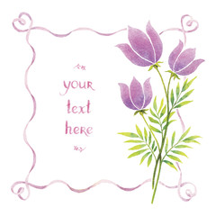 Watercolor flowers and ribbons
