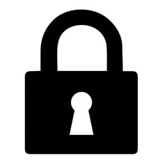 vector black lock icon on white background.