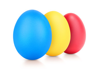 multi color eggs isolated on white