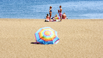 Fototapeta na wymiar Playa del Puerto del Carmen, Lanzarote, Islas Canarias