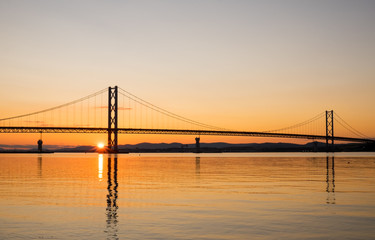 Sunset at the Forth Road Bridge in Scotland