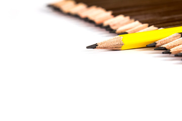 selective focus of wooden pencil arrange  with one different as