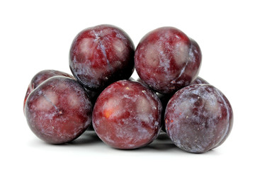 Red plum fruit isolated on white background