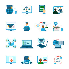 Online Education Icon Flat