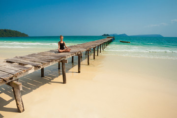 Summer yoga session in beautiful tropical island