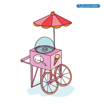 Ice cream cart, vector illustration