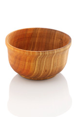 wooden bowl on a white background