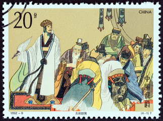 Zhuge Liang urging Zhang Zhao to join fight (China 1992)