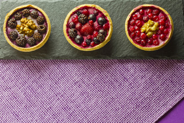 Three autumn fruits cakes