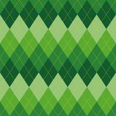 Fototapeta na wymiar Argyle pattern green rhombus seamless texture