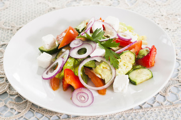 Vegetable salad with brynza.