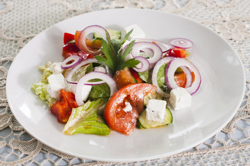 Vegetable salad with brynza.