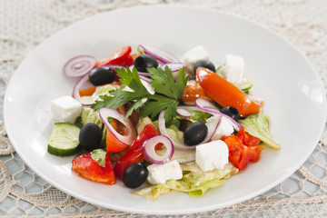Vegetable salad with brynza.