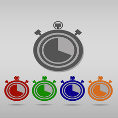 Vector stopwatch icon. Set of colorful stopwatches