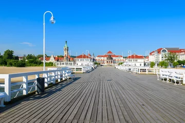 Tableaux ronds sur plexiglas Anti-reflet La Baltique, Sopot, Pologne Wooden pier in Sopot seaside town in summer, Baltic Sea, Poland