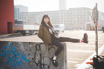 young beautiful asian hipster woman