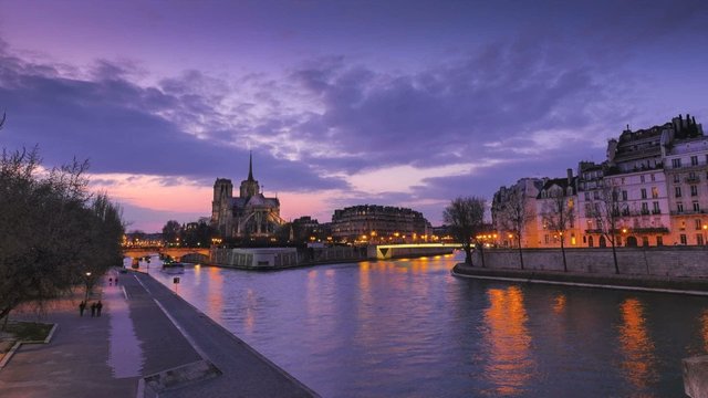 Sunset-Notre Dame Cathedral, Paris, France