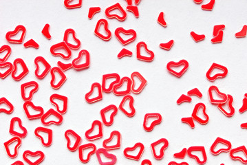 red heart confetti background frame