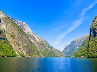 Tourism and travel. Mountains and fjord in Norway.