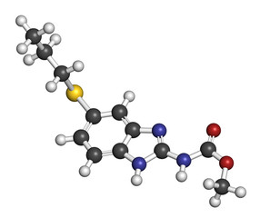 Albendazole anthelmintic drug molecule. 